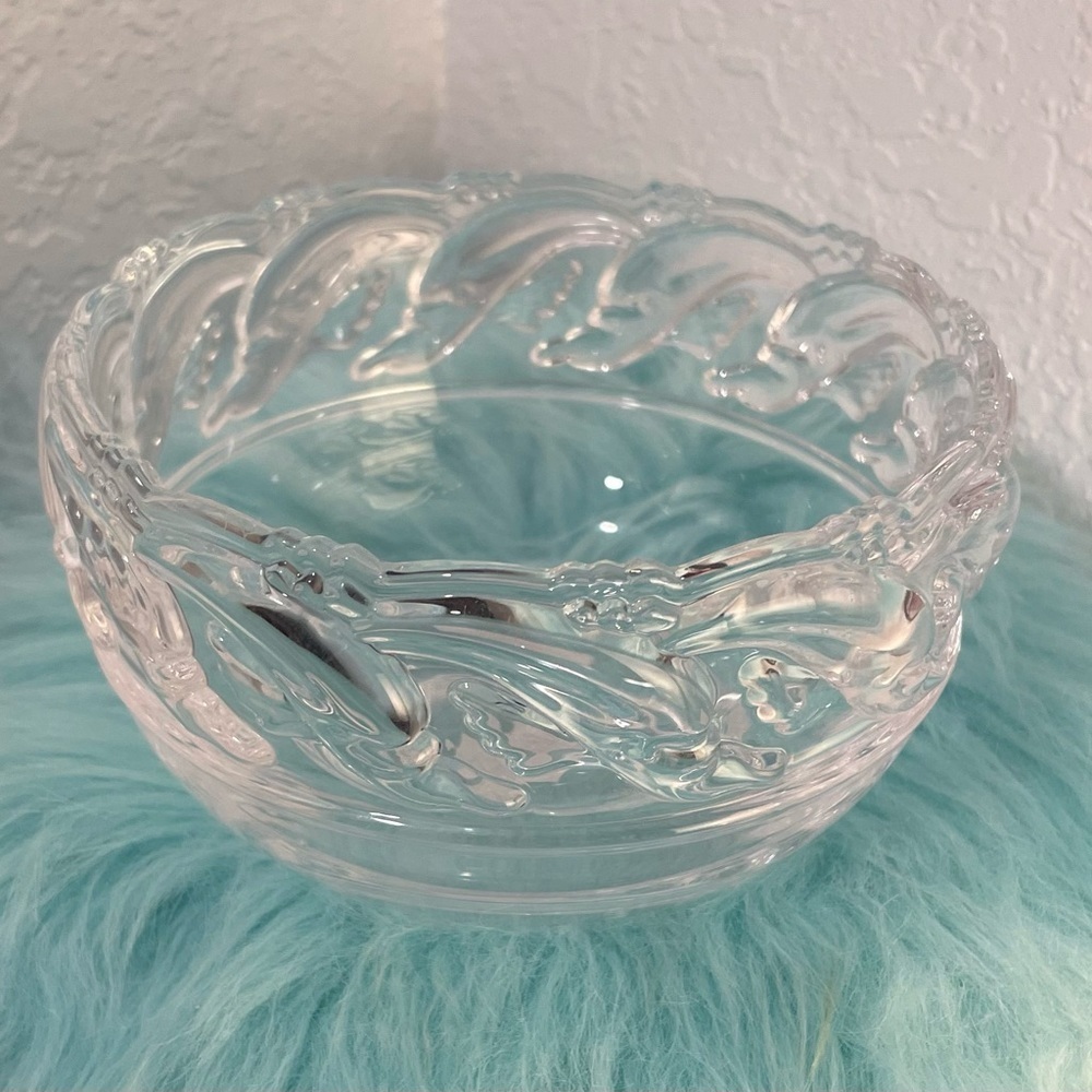 💎 Vintage Tiffany & Co Crystal Art Glass Pedestal Dolphin bowl 5’ 🐬